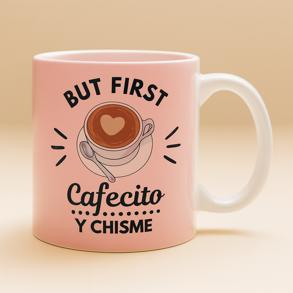 Cafecito y Chisme Mug - With a Spoon