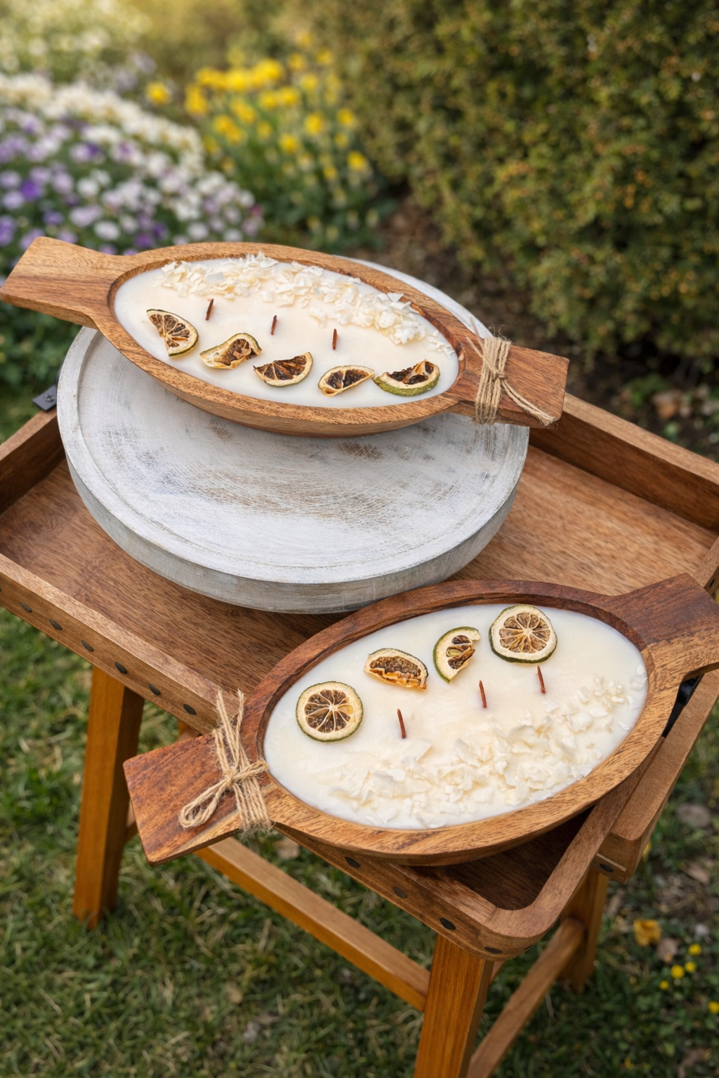 Beach Coconut Bliss in a Wooden Vessel