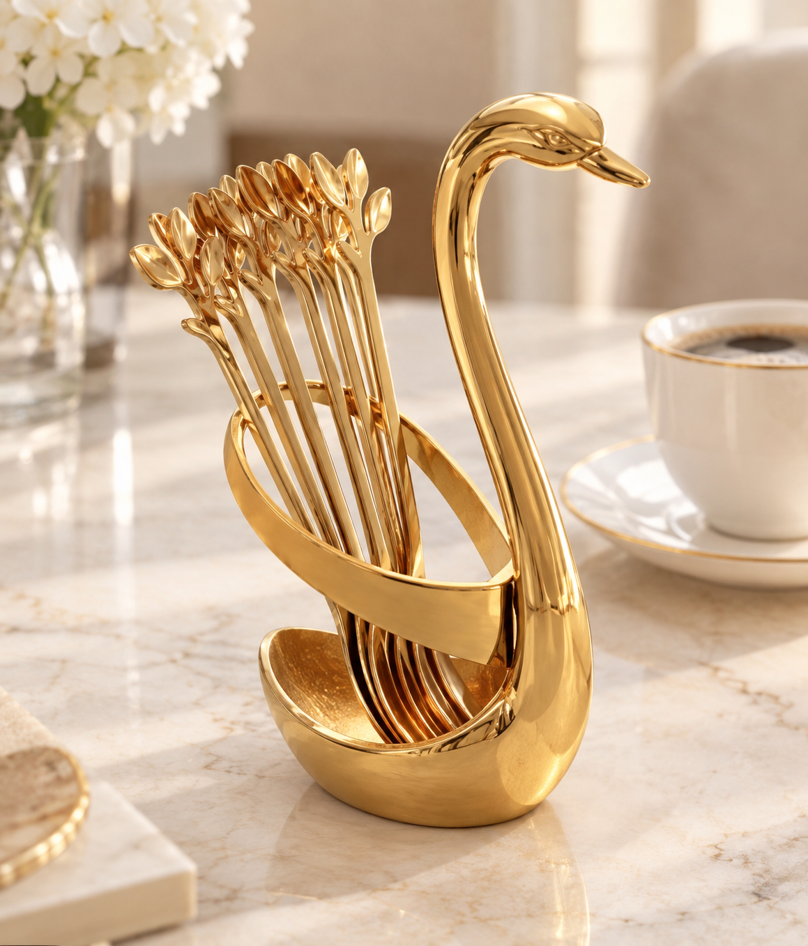 Gold Swan Coffee Spoon Holder