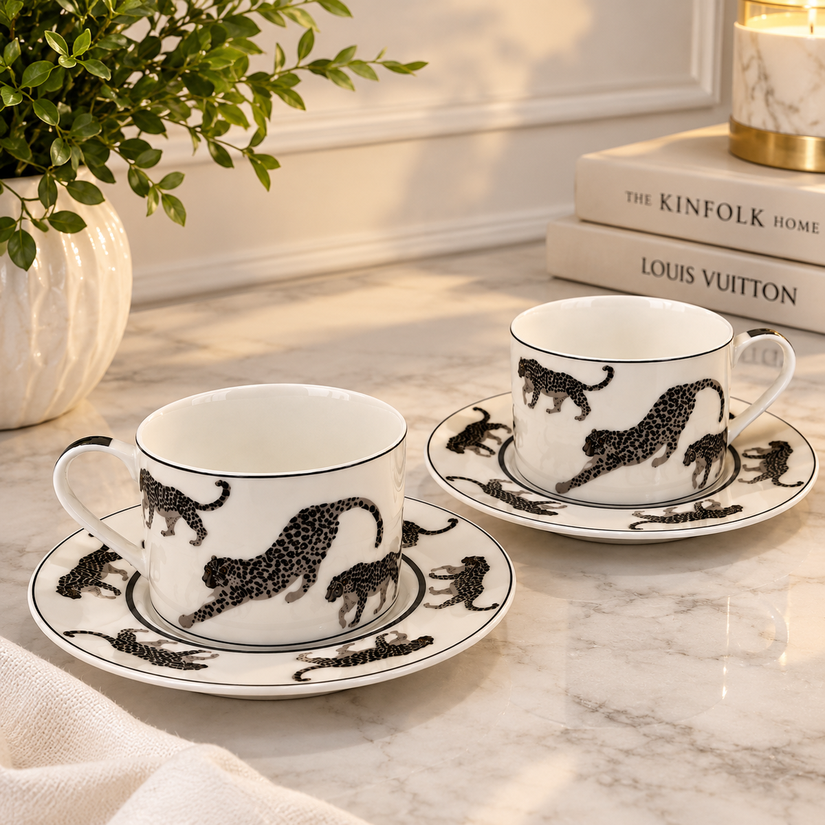 Leopard Tea Cup and Saucer