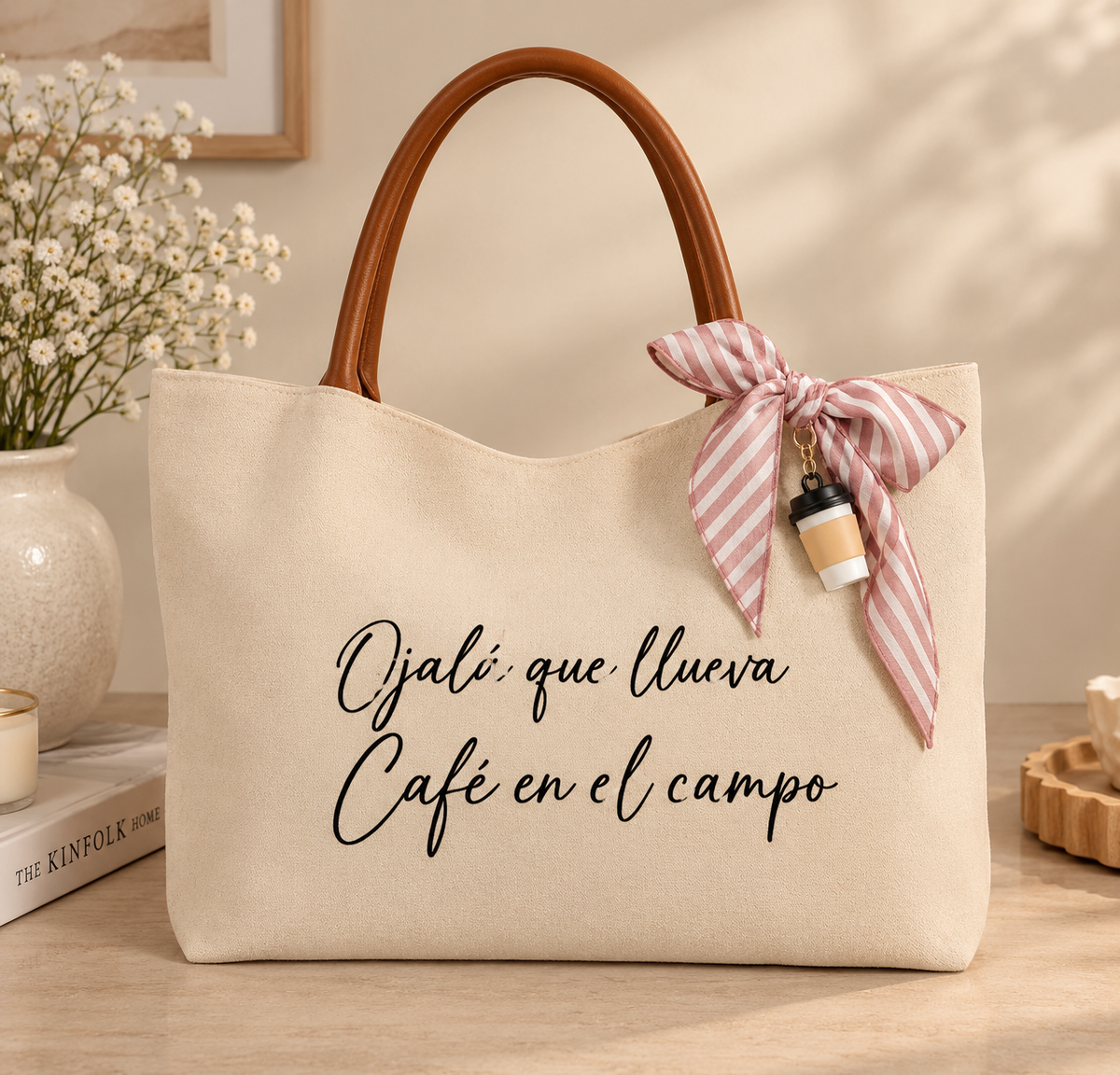 Tote Bag with Mini Scarf and Keychain