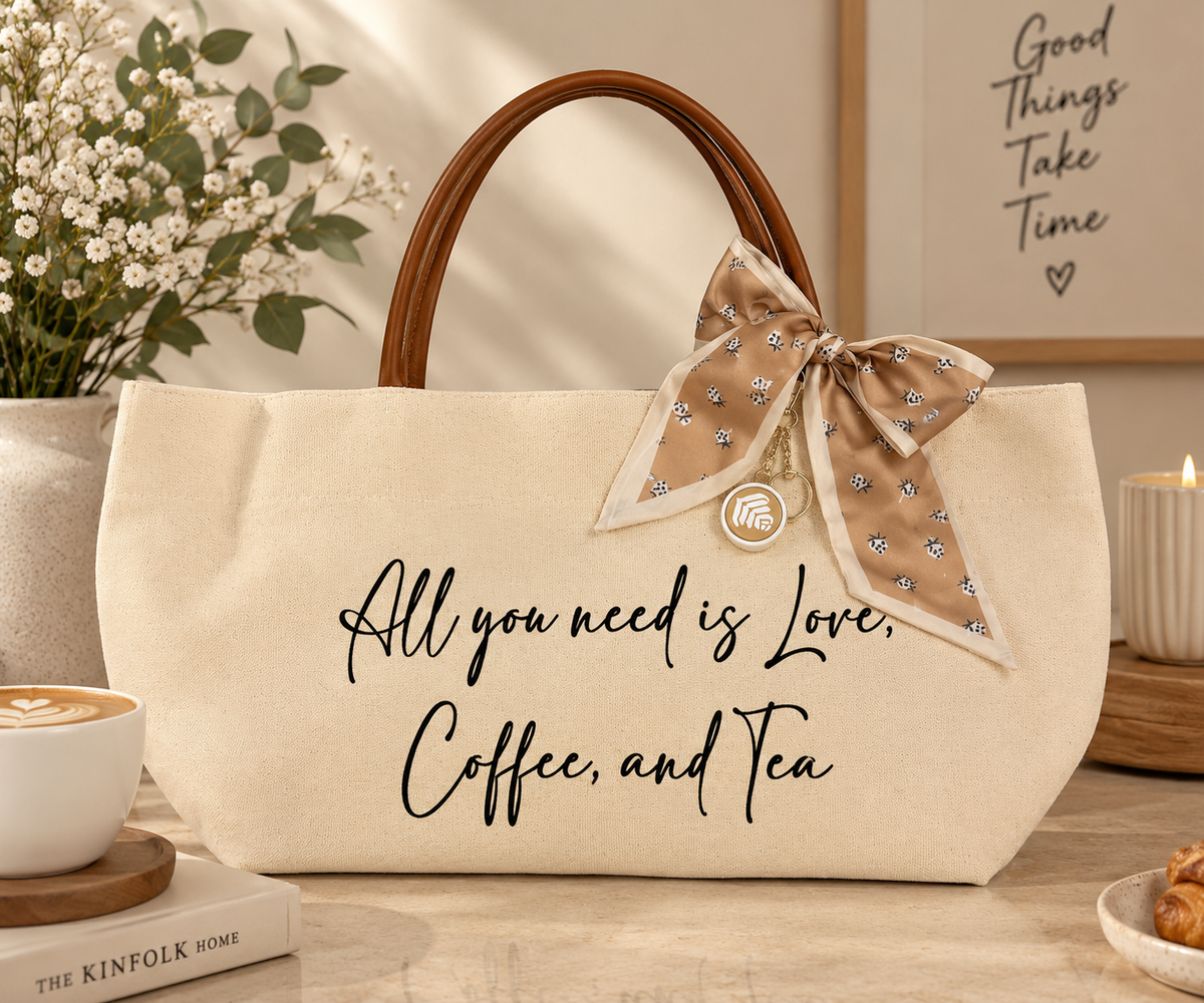 Tote Bag with Mini Scarf and Keychain